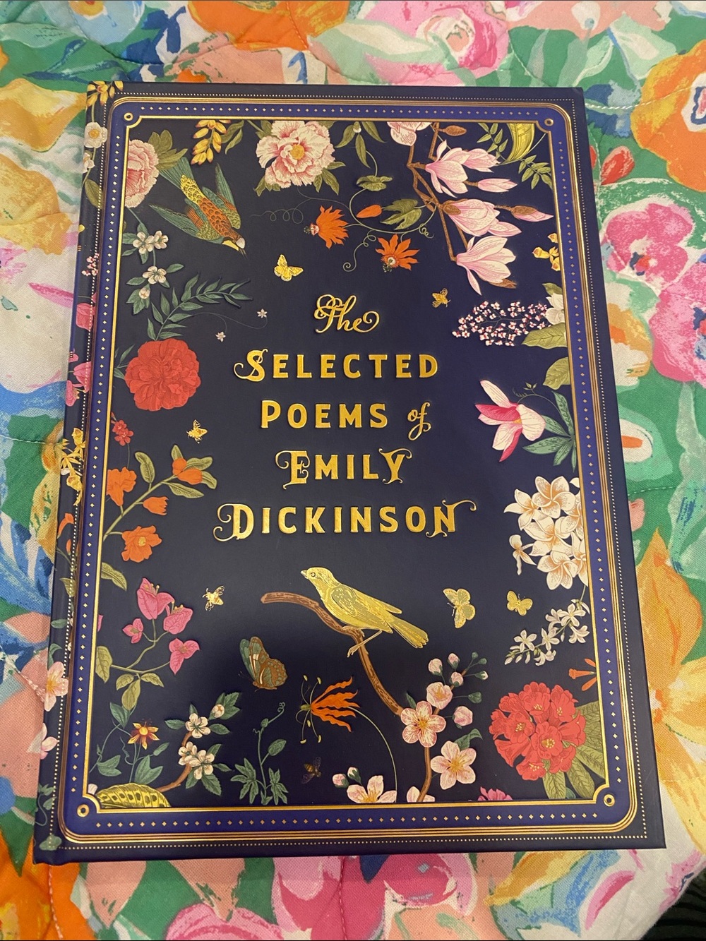 The Selected Poems of Emily Dickinson - Floral Navy Hardcover